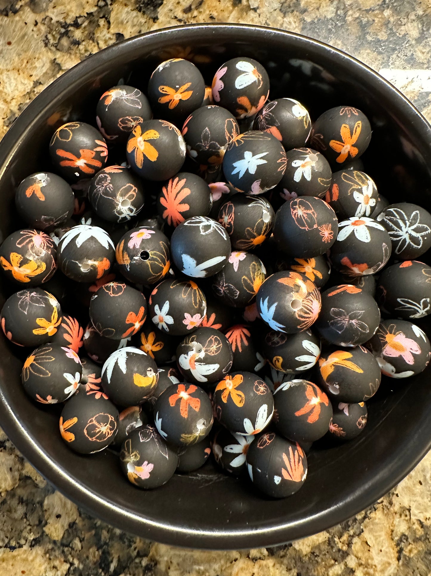 Black/Daisy Print Silicone (15mm)