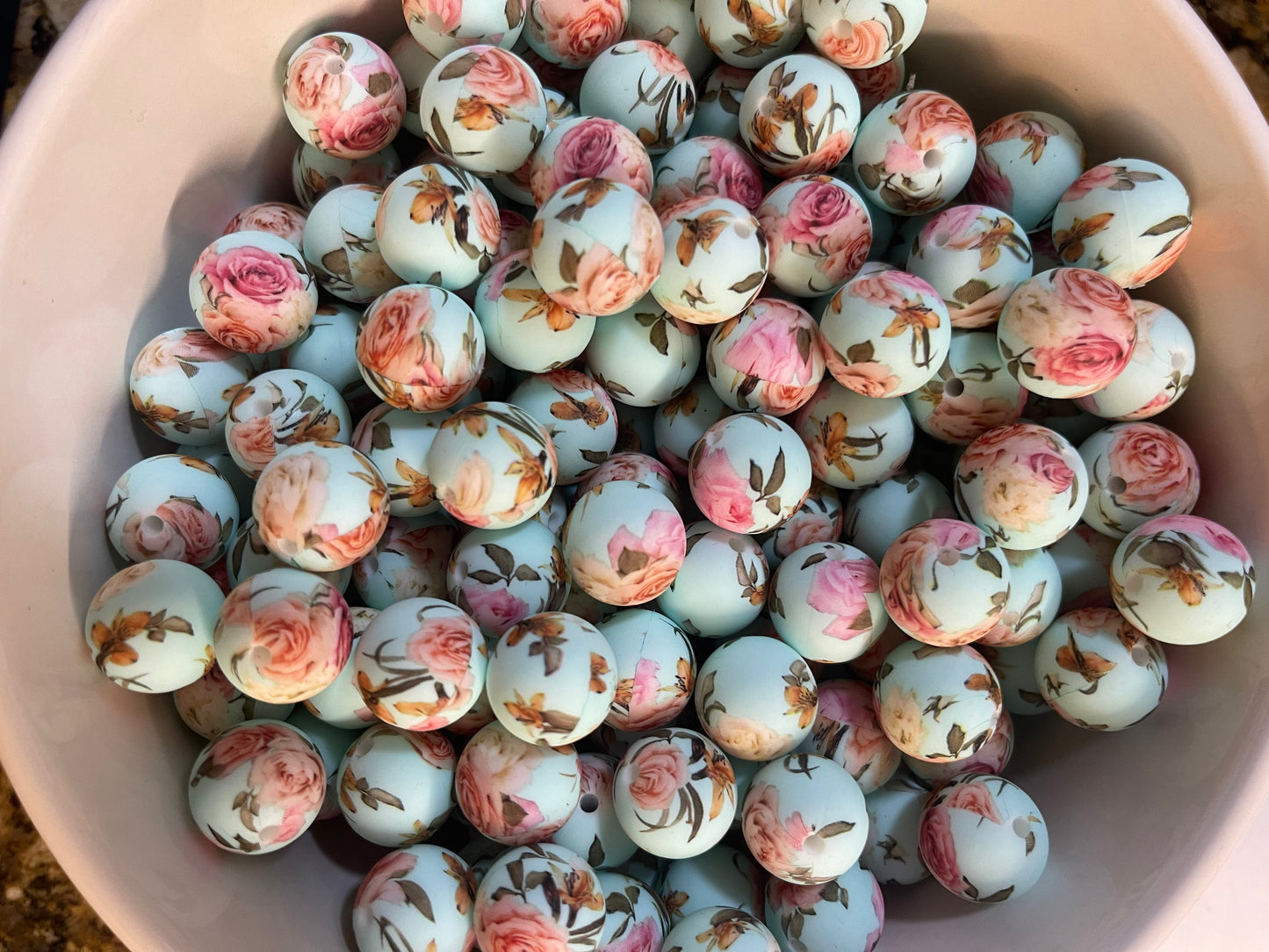 Blush Rose Print Silicone (15mm)