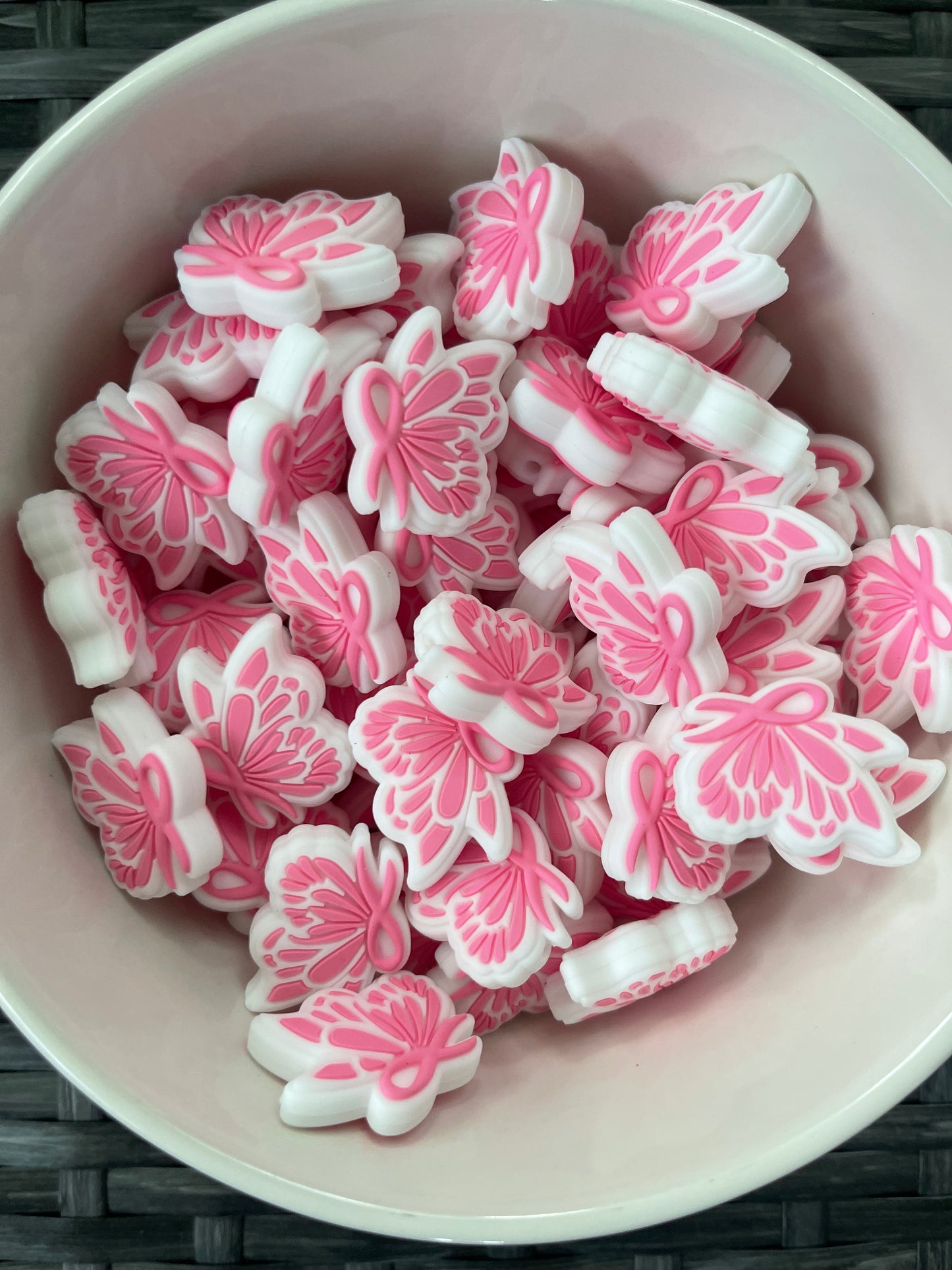 Pink Ribbon Butterfly Silicone Focal