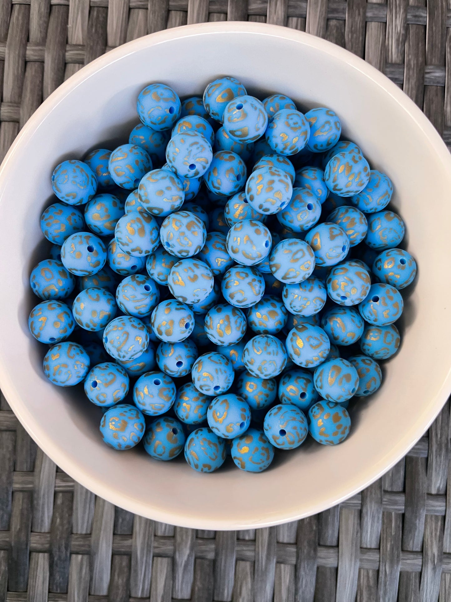 Blue/Gold Leopard Print Silicone (15mm)