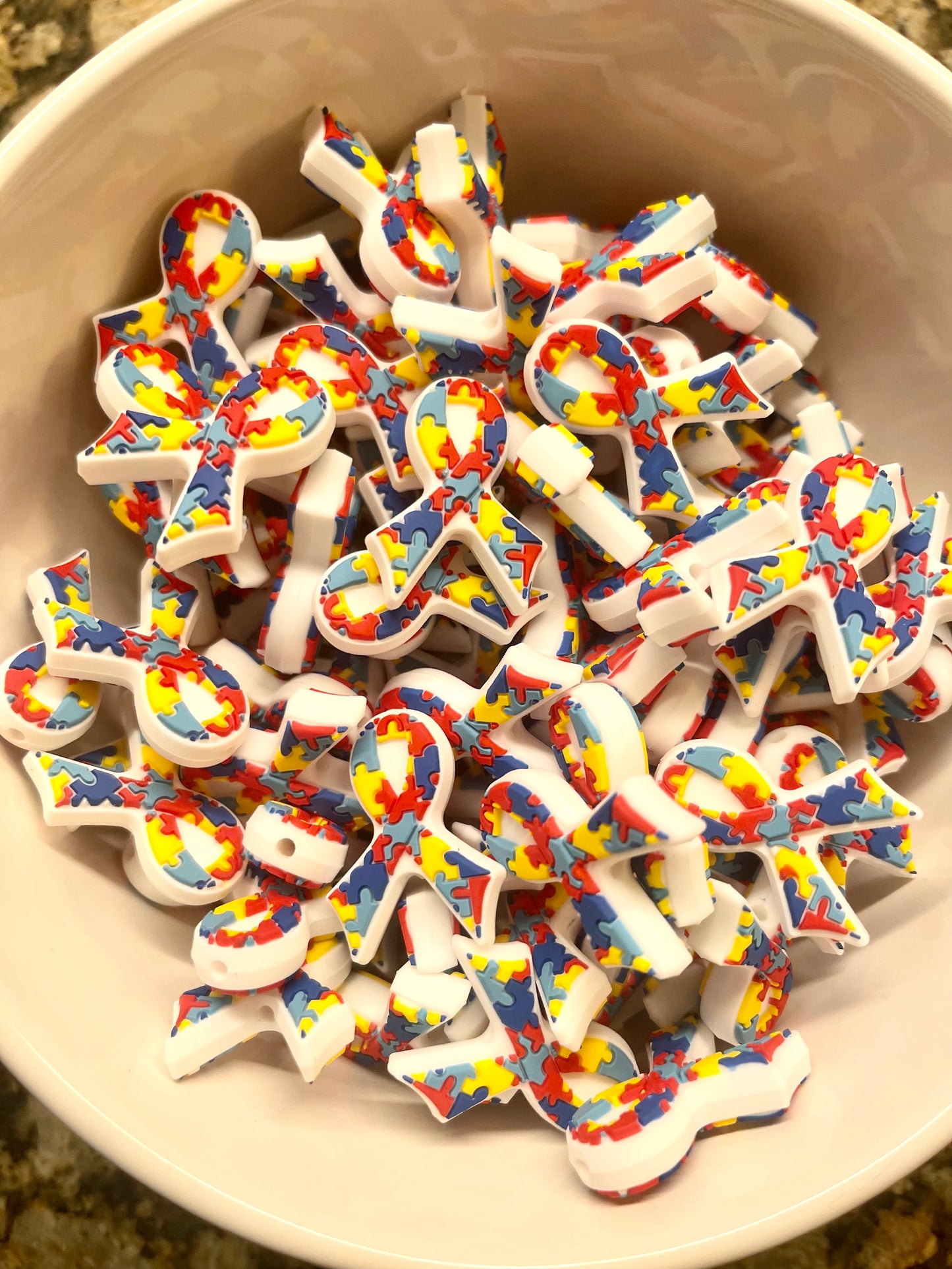 Autism Ribbon Silicone Focal