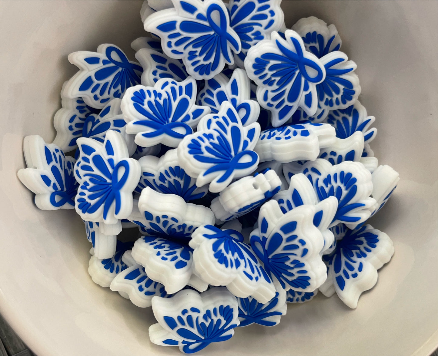 Blue Ribbon Butterfly Silicone Focal