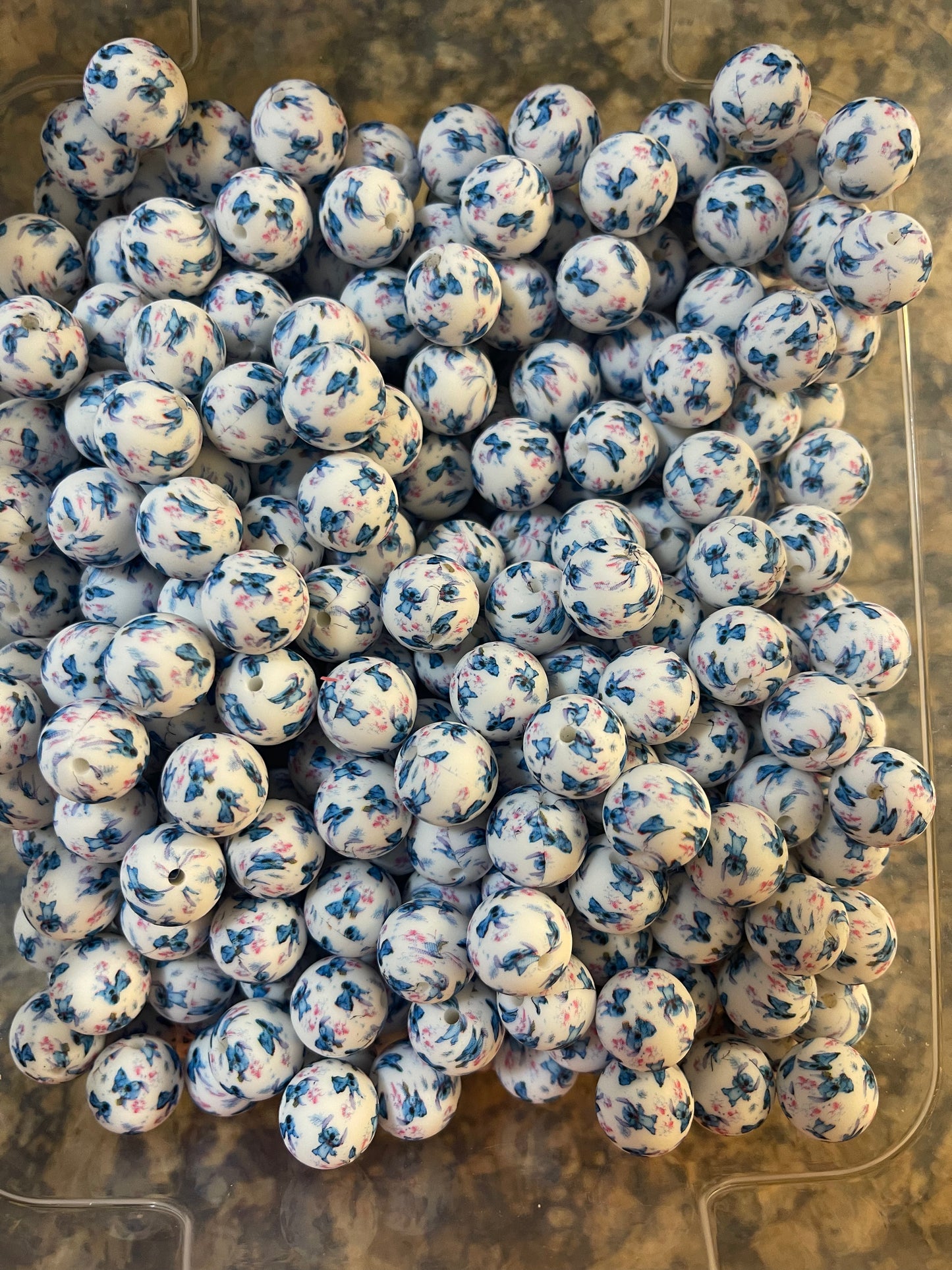 Blue Mouse Print Silicone (15mm)WHITE