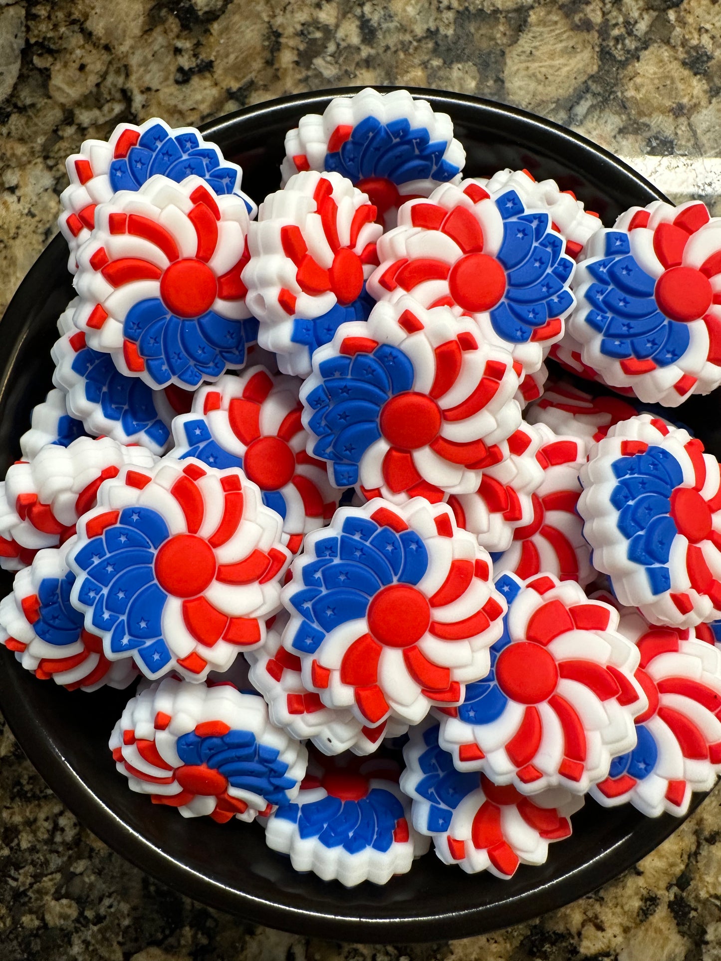 American Flag Pinwheel/Flower Silicone Focal