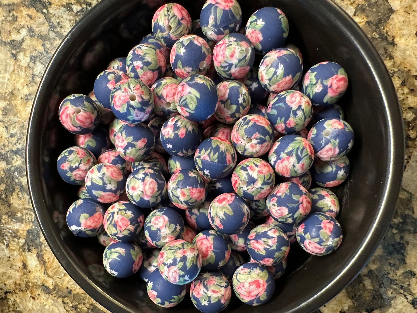 Navy/Rose Print Silicone (15mm)