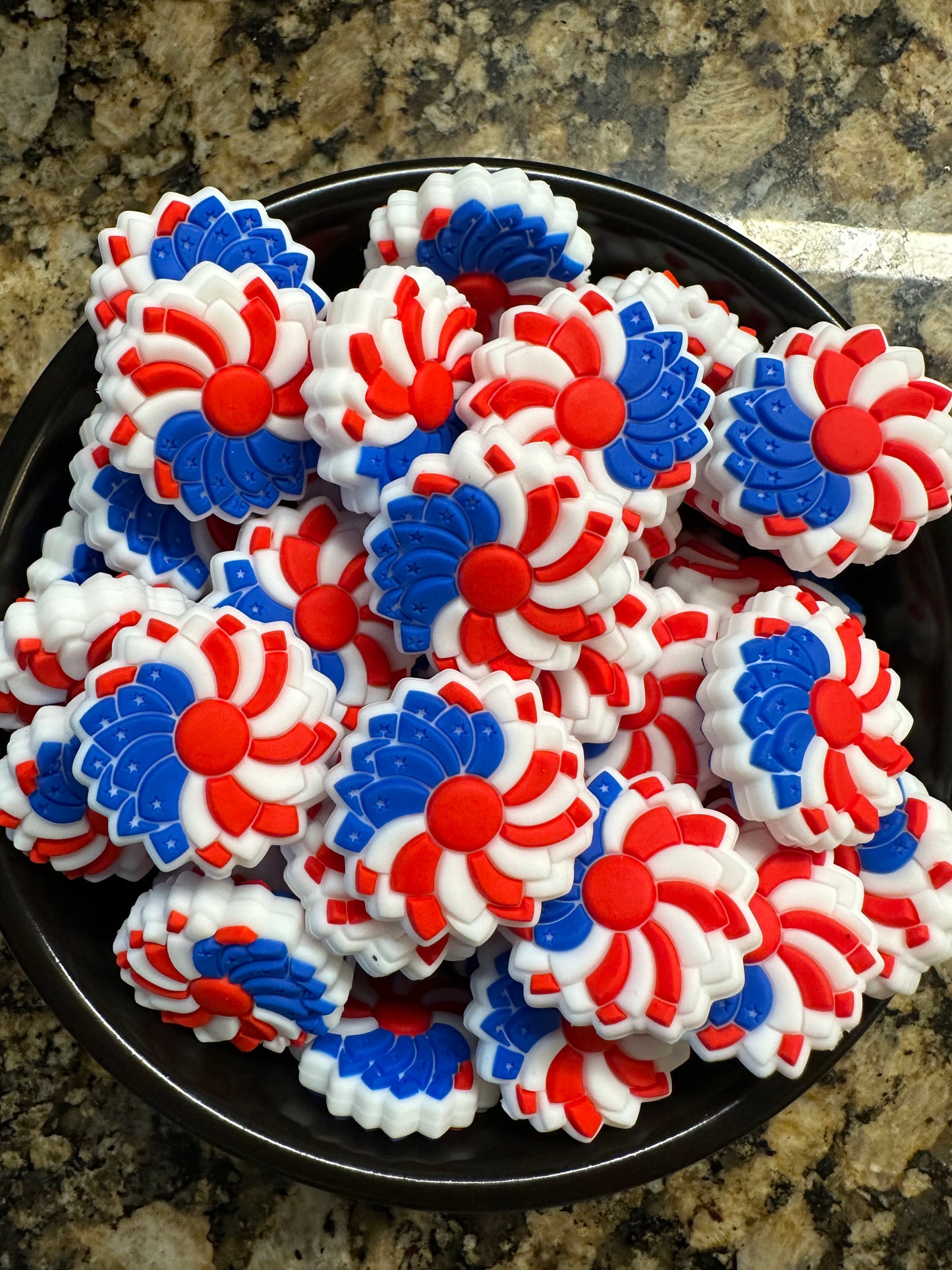 American Flag Pinwheel/Flower Silicone Focal