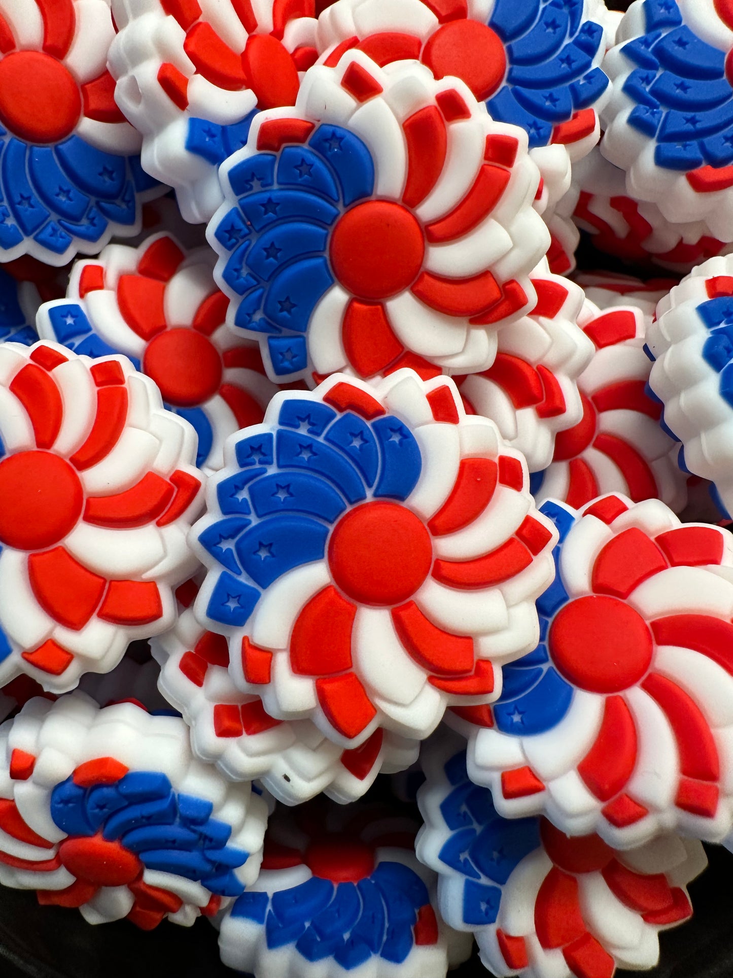 American Flag Pinwheel/Flower Silicone Focal