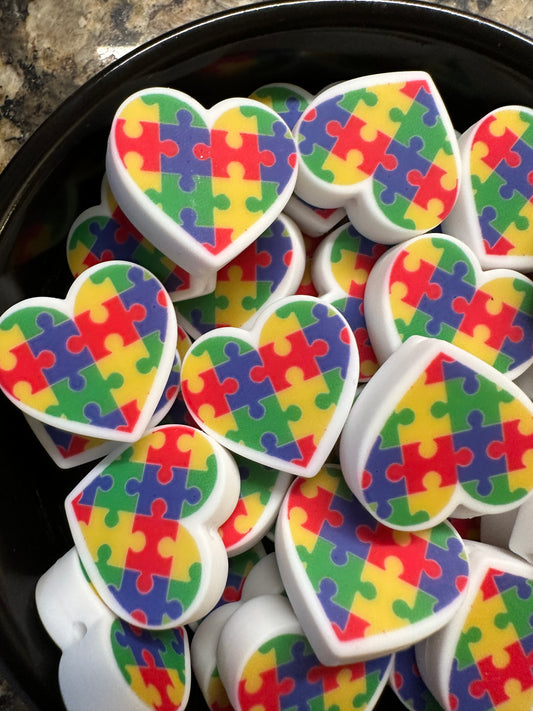 Autism Heart Silicone Focal