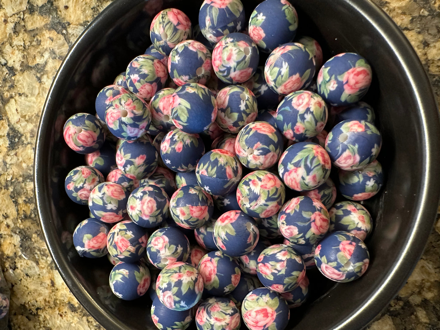 Navy/Rose Print Silicone (15mm)