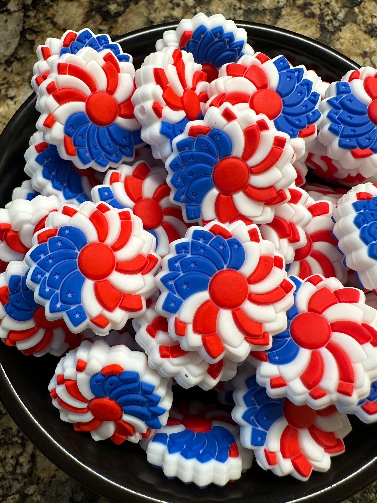 American Flag Pinwheel/Flower Silicone Focal