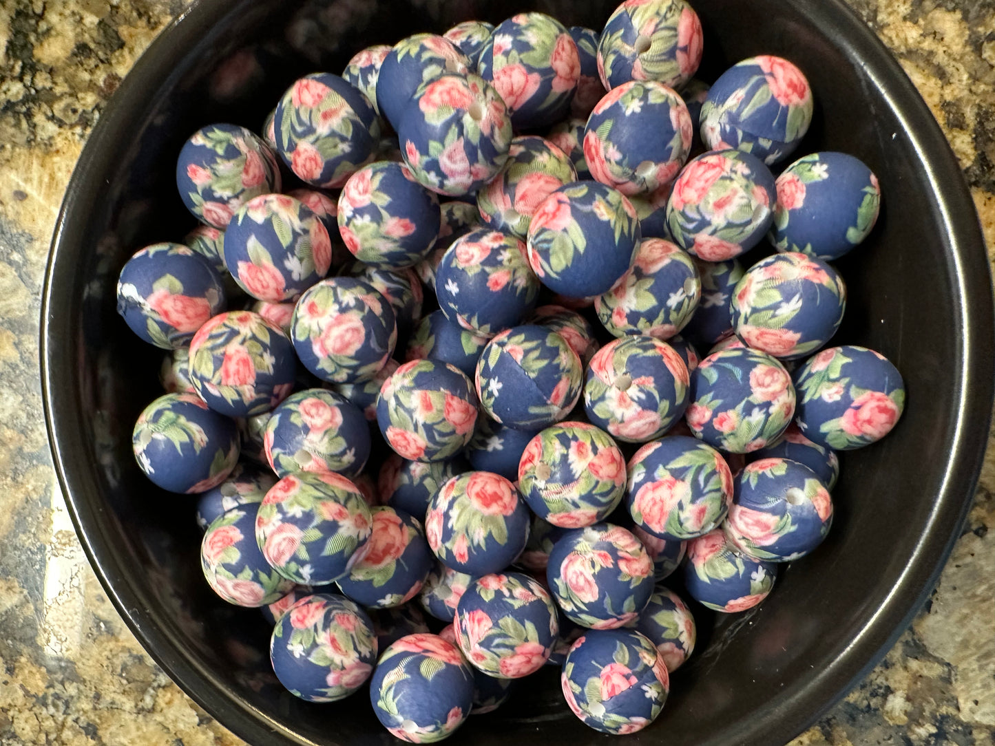 Navy/Rose Print Silicone (15mm)