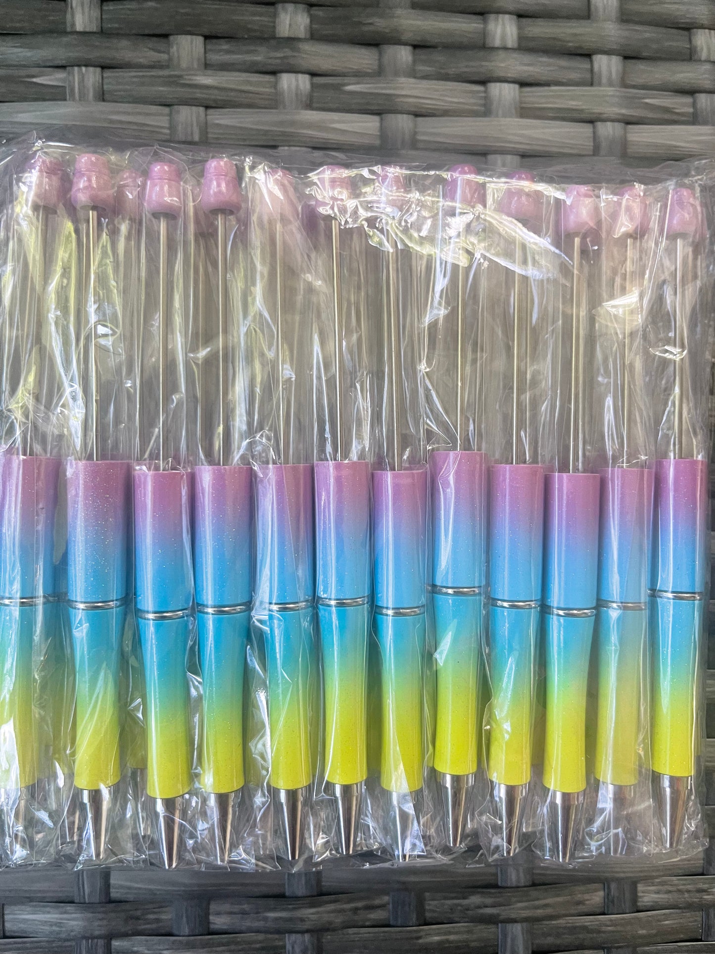 Pink/Blue/Yellow Ombré Beadable Pen (Plastic)