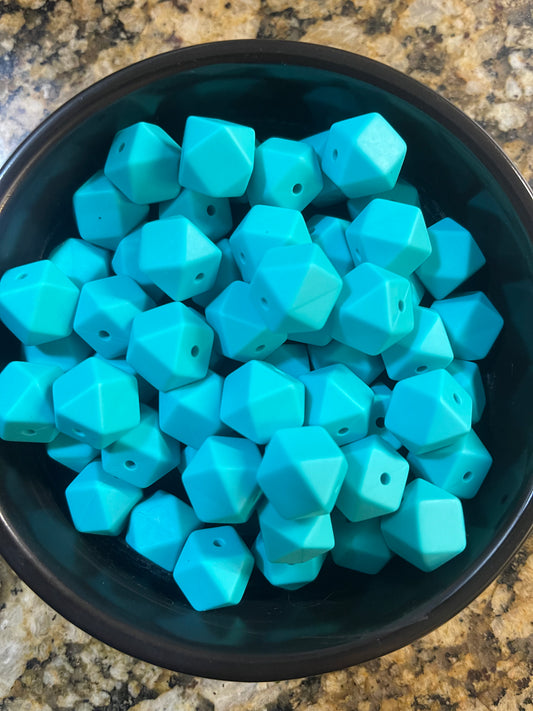 14mm TURQUOISE Silicone Hexagon