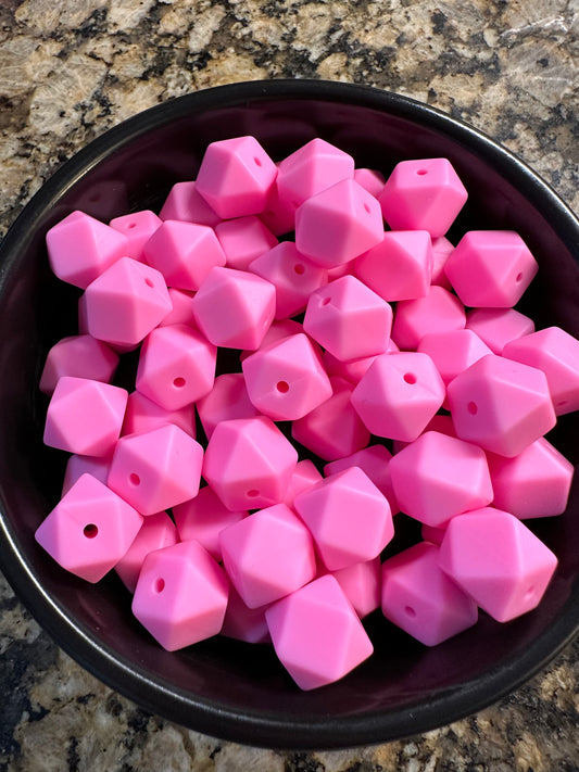 14mm PINK Silicone Hexagon