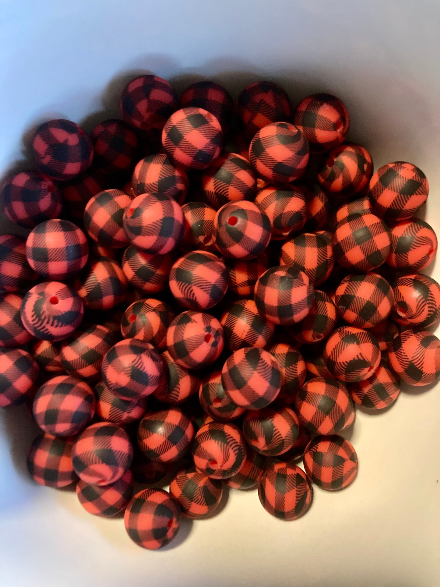 Buffalo plaid Print Silicone (15mm) BLACK/RED