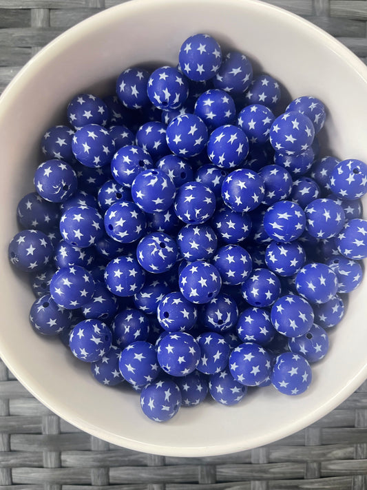 Blue/white Star Print Silicone (15mm)