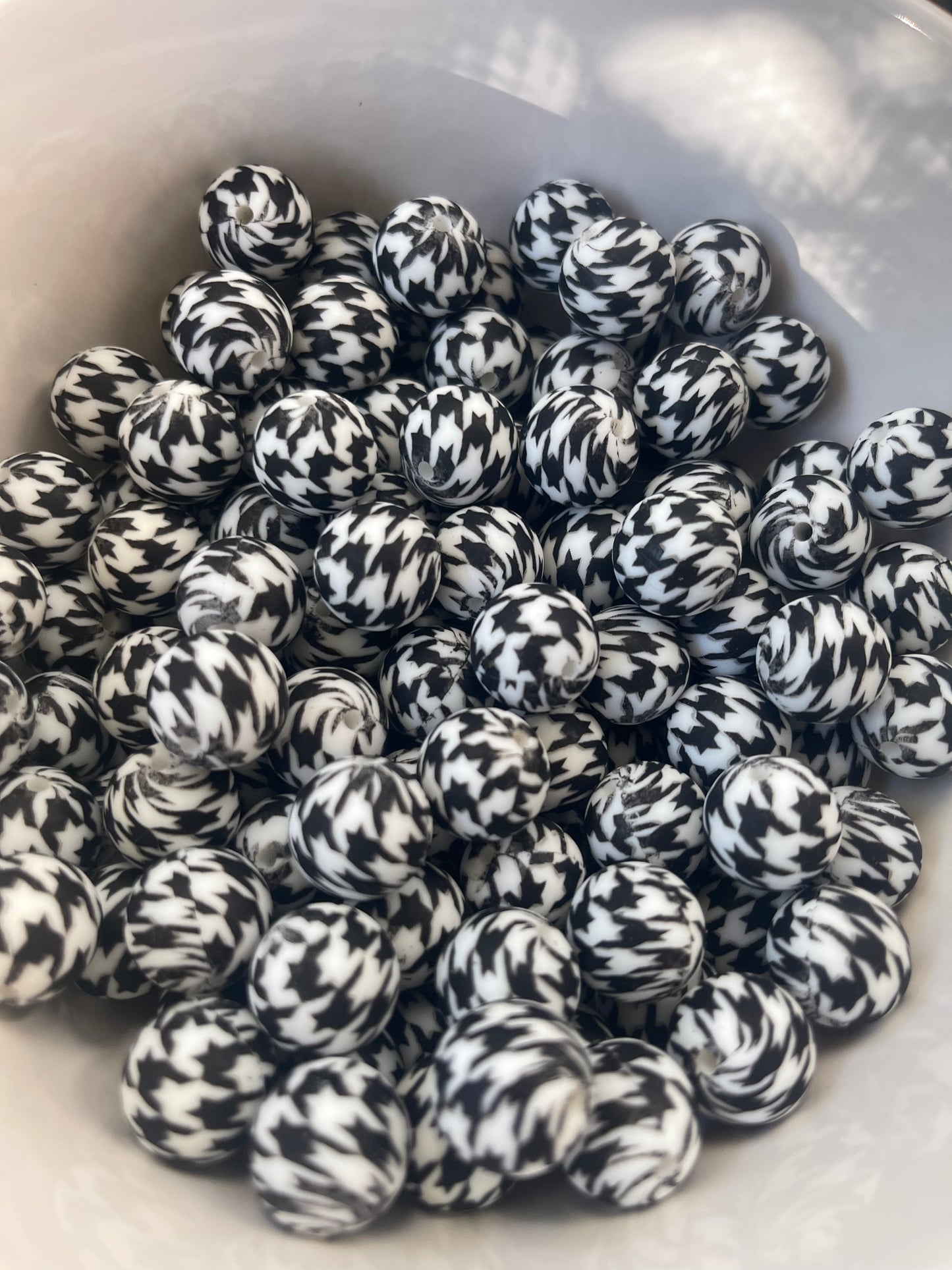 Houndstooth Printed 15mm Silicone