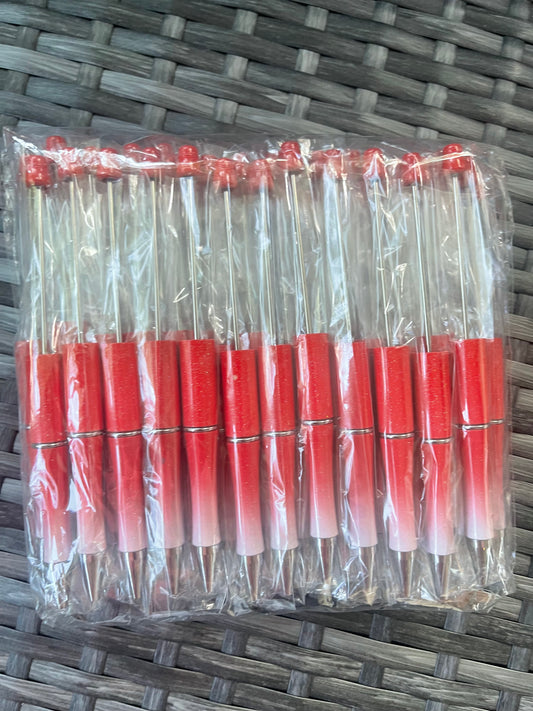 Red/White Ombré Beadable Pen (plastic)