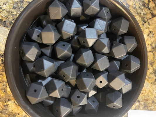 14mm BLACK Silicone Hexagon