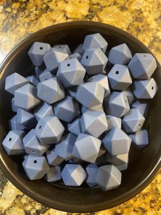 14mm Smokey Blue Silicone Hexagon