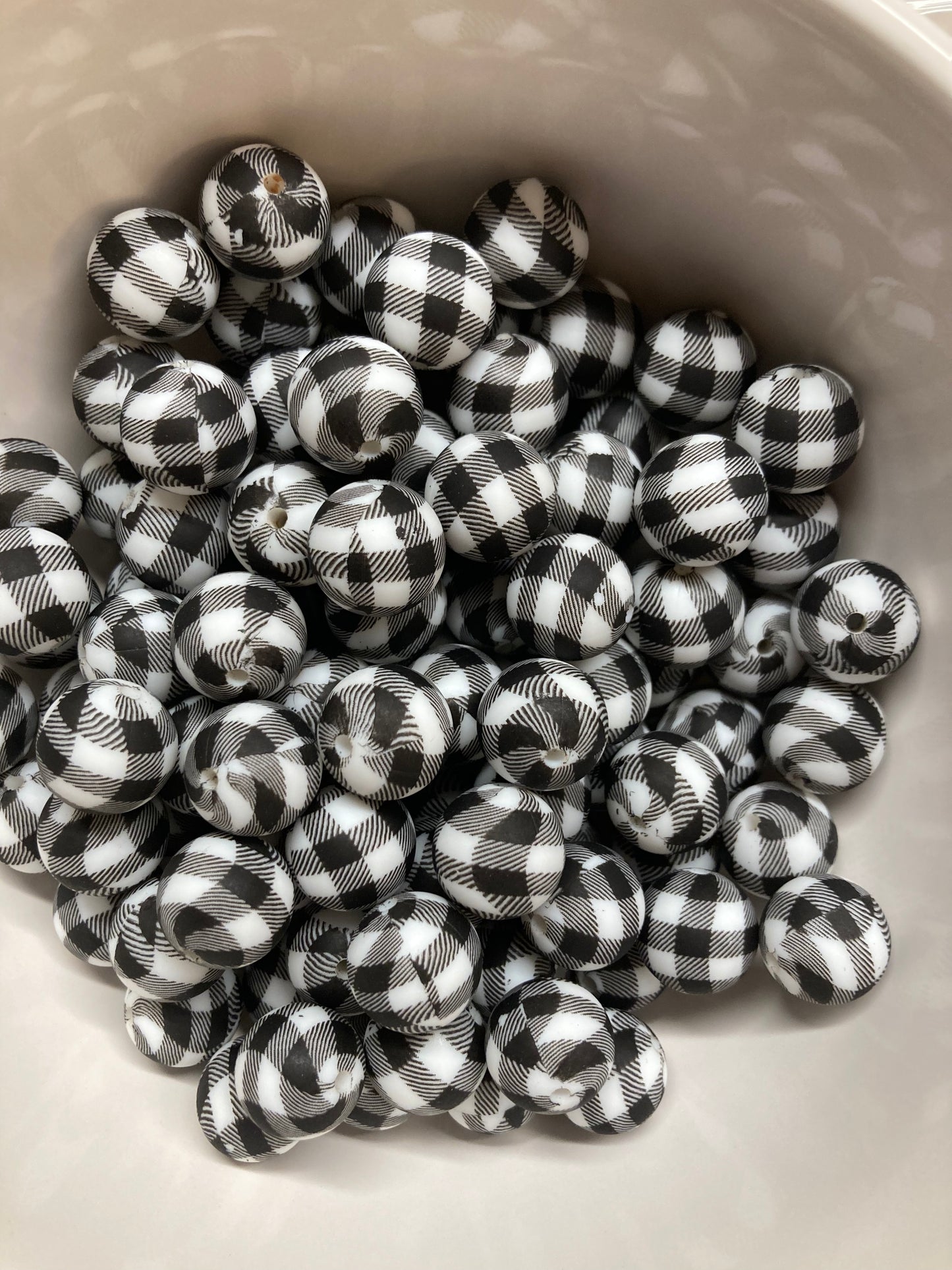 Buffalo Plaid Print Silicone (15mm) WHITE/BLACK