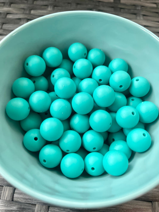 Turquoise Silicone Round (15mm)
